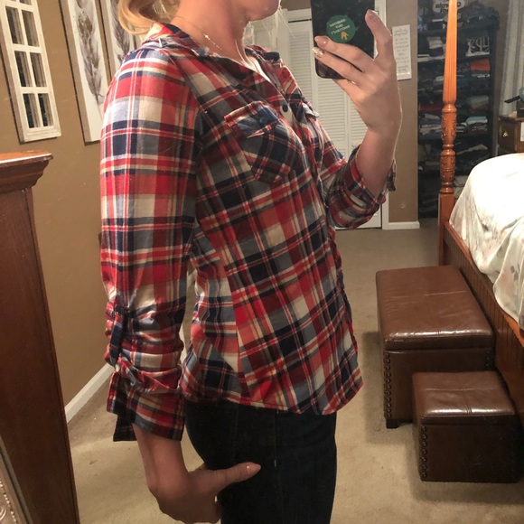 Red White & Blue Plaid Button Down - Picture 4 of 7